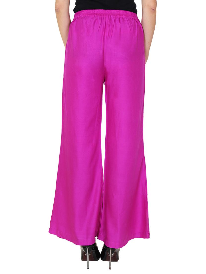 pink rayon flared palazzo - 14918971 - Zoom Image - 3