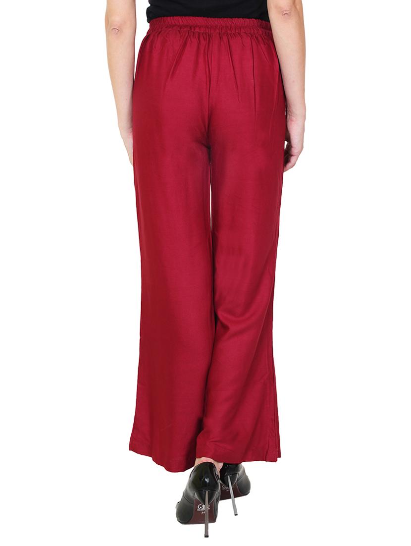 maroon rayon flared palazzo - 14918976 - Zoom Image - 3