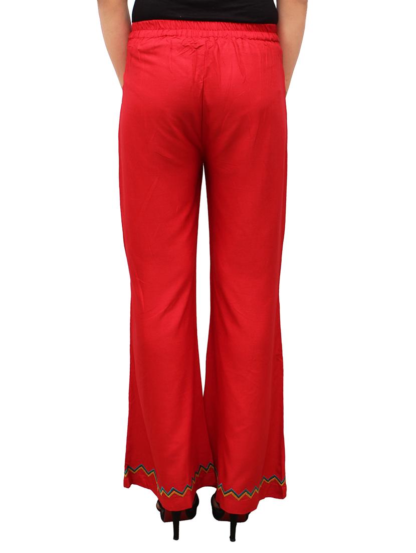 red rayon flared palazzo - 14918982 - Zoom Image - 3