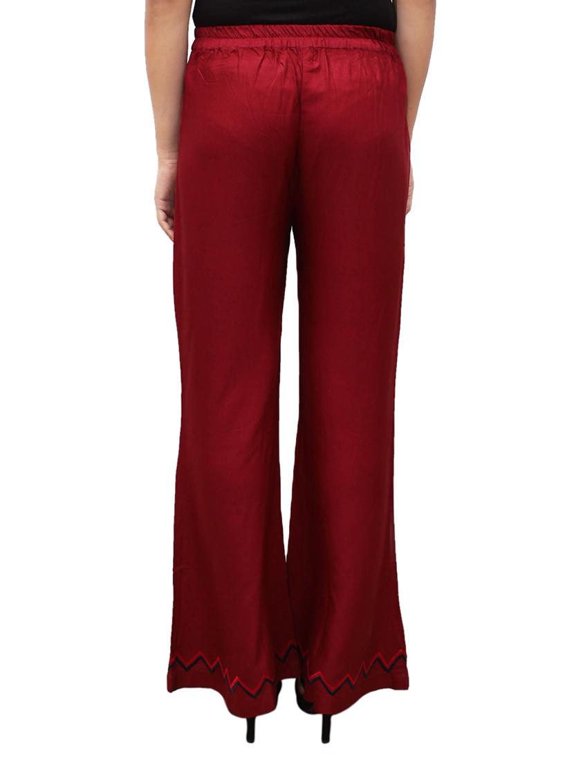 maroon rayon flared palazzo - 14918986 - Zoom Image - 3