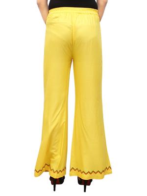 yellow rayon flared palazzo - 14918988 - Standard Image - 3