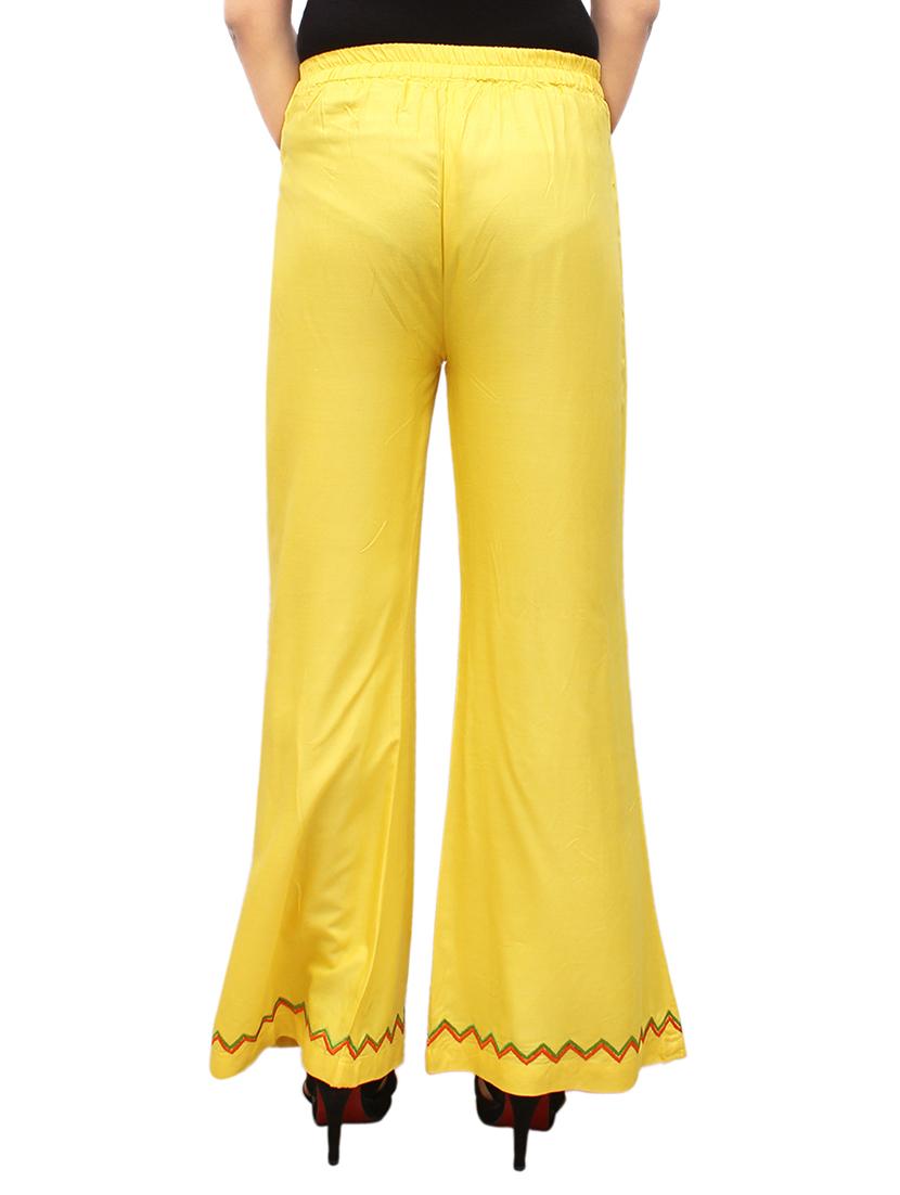 yellow rayon flared palazzo - 14918988 - Zoom Image - 3