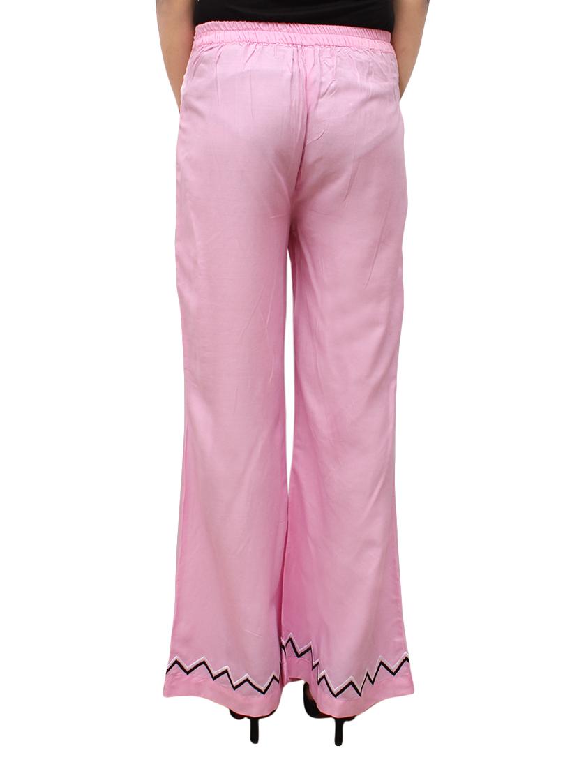 pink rayon flared palazzo - 14918989 - Zoom Image - 3