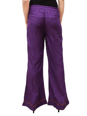 purple rayon flared palazzo - 14918990 - Standard Image - 3