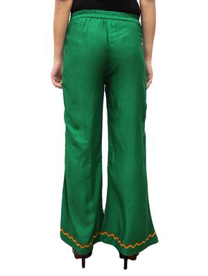 green rayon flared palazzo - 14918992 - Standard Image - 3