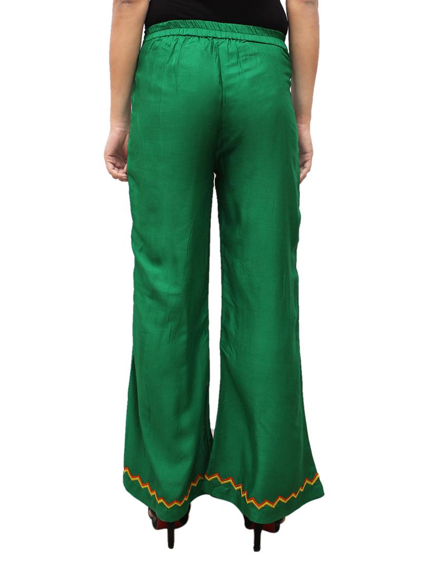 green rayon flared palazzo - 14918992 - Zoom Image - 3