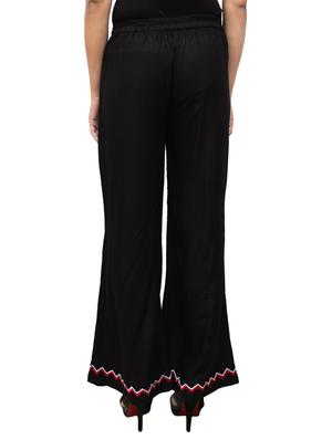 black rayon flared palazzo - 14918993 - Standard Image - 3
