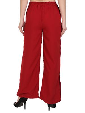 red solid crepe palazzo - 14919002 - Standard Image - 3