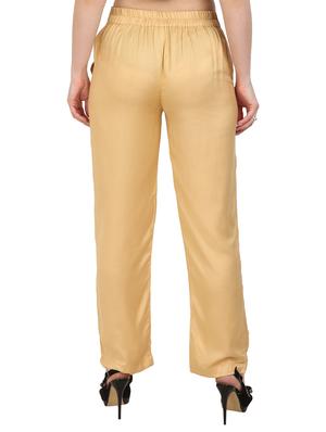 beige rayon straight palazzo - 14919034 - Standard Image - 3