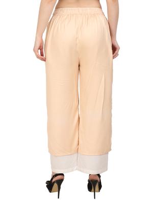 beige rayon straight palazzo - 14919041 - Standard Image - 3