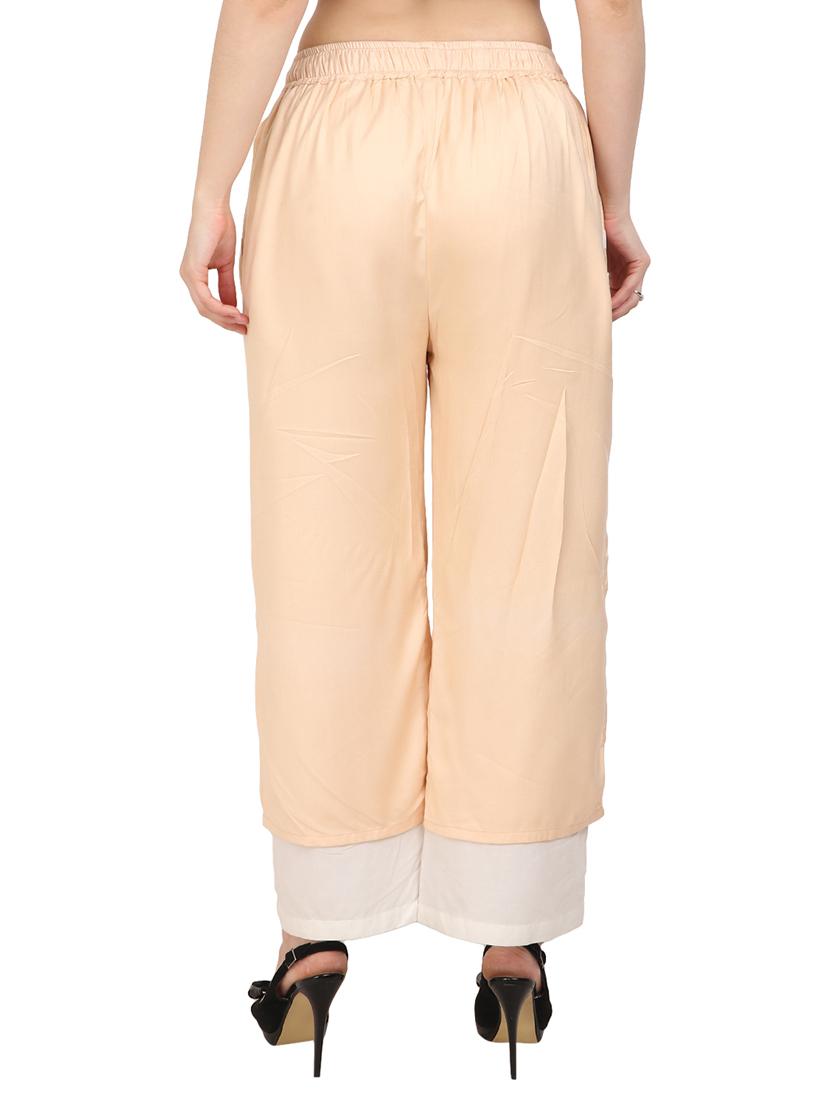 beige rayon straight palazzo - 14919041 - Zoom Image - 3