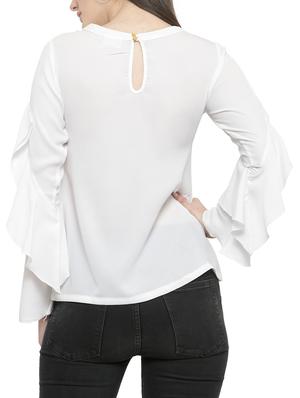 white printed ruffled sleeved top - 14919776 - Standard Image - 3