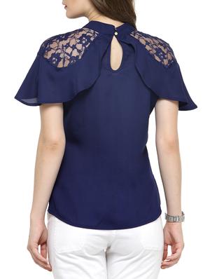 navy blue laced top - 14919779 - Standard Image - 3