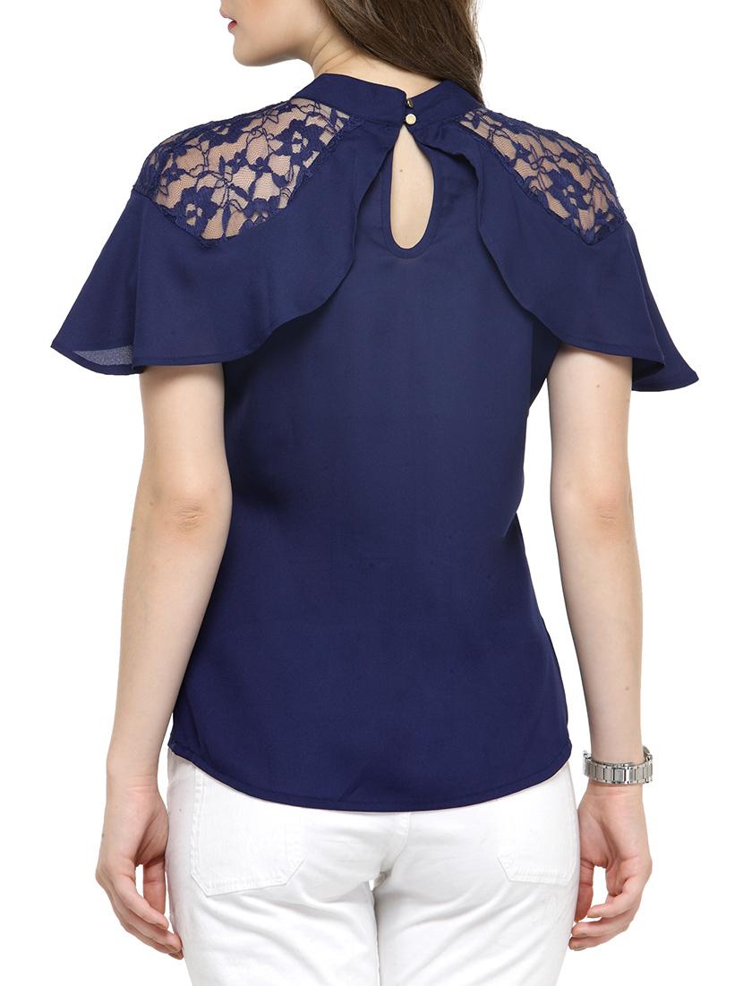 navy blue laced top - 14919779 - Zoom Image - 3