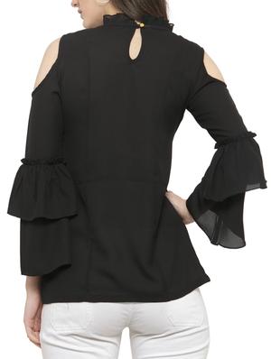 solid black cold shoulder top - 14919782 - Standard Image - 3