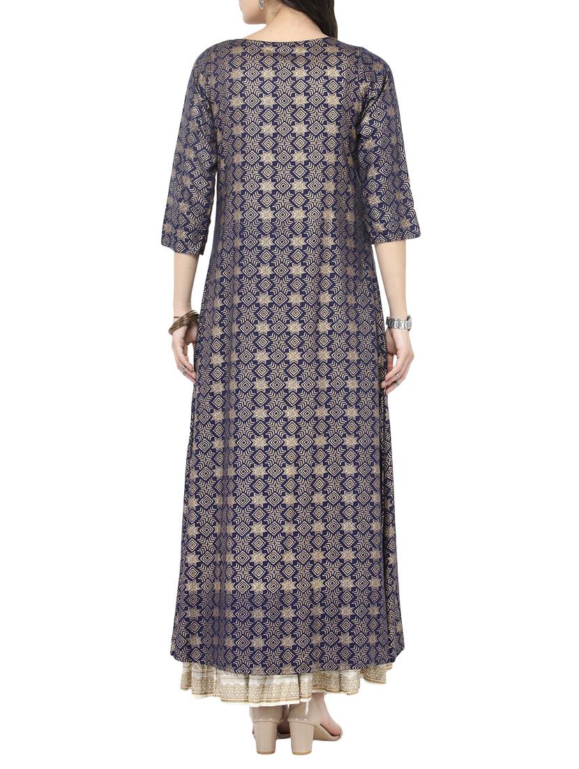 Embroidered kurta with skirt set - 14921203 - Zoom Image - 3