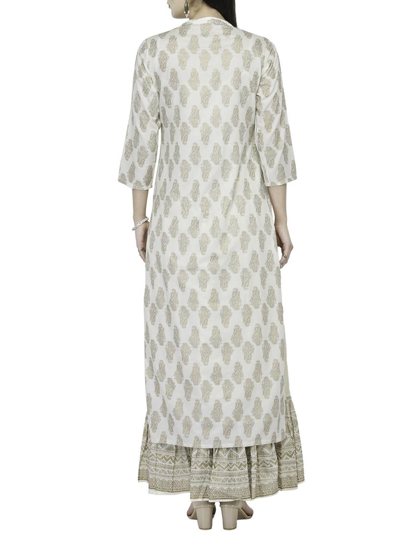 Golden printed straight kurta - 14921209 - Zoom Image - 3