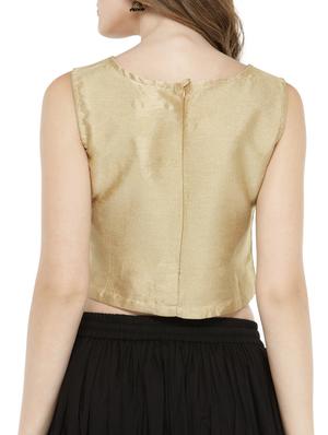 gold pure silk crop top - 14921215 - Standard Image - 3