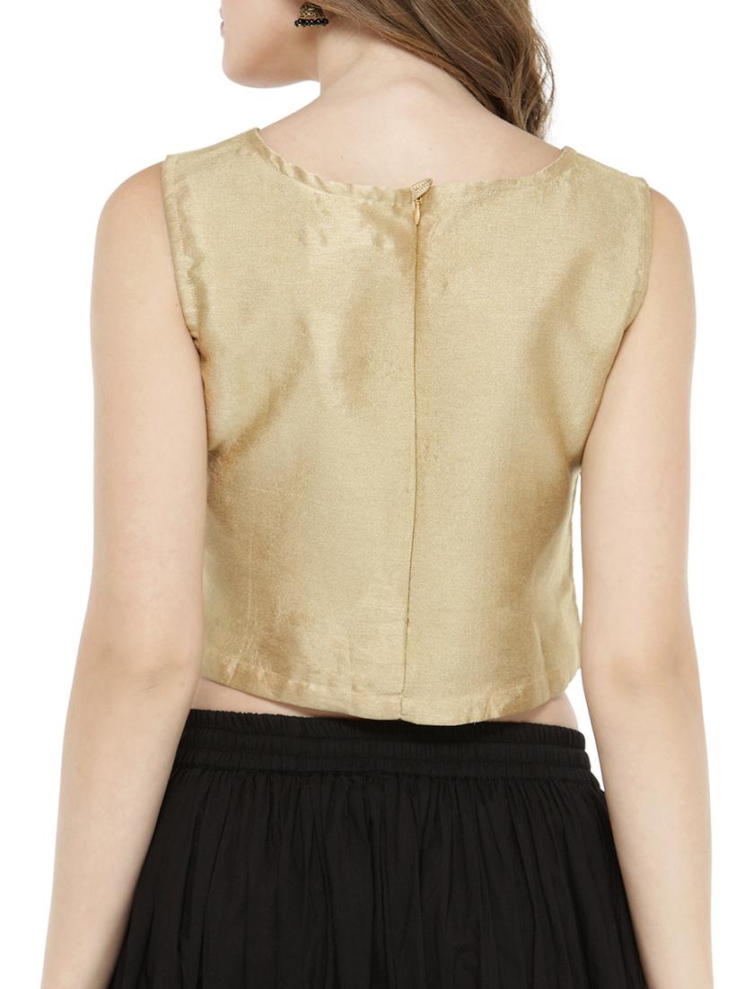 gold pure silk crop top - 14921215 - Zoom Image - 3