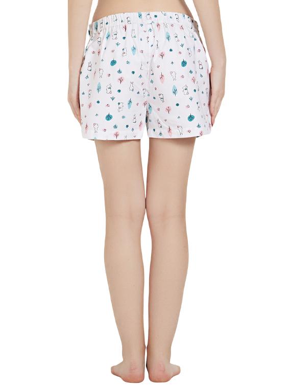 white cotton printed sleepwear shorts - 14921324 - Zoom Image - 3