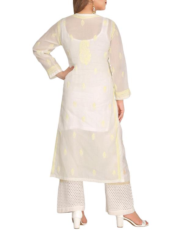 ADA cream cotton straight kurta - 14923017 - Zoom Image - 3