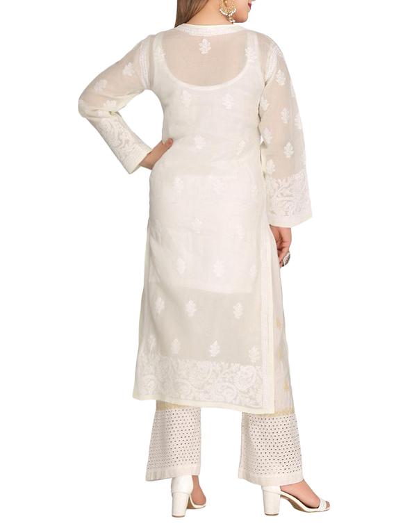 ada yellow cotton straight kurta - 14923020 - Zoom Image - 3