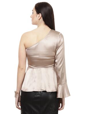 metallic single shoulder peplum top - 14923869 - Standard Image - 3