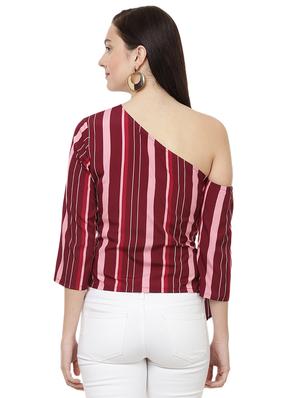 single shoulder front knot top - 14923881 - Standard Image - 3