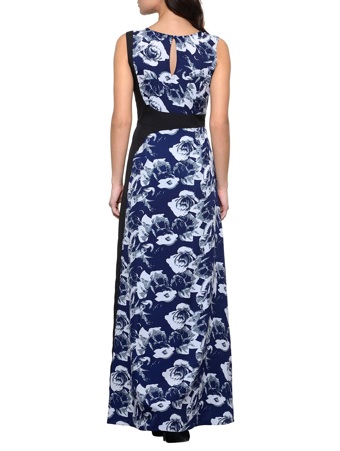 blue printed crepe maxi dress - 14923892 - Zoom Image - 3