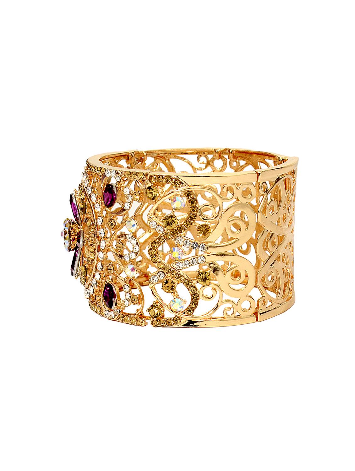 Purple Gold Tone Stone Bangle Bracelet - 14924171 - Zoom Image - 3