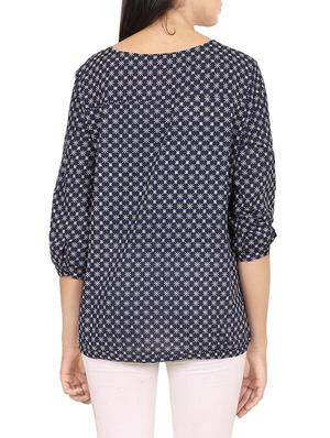 blue printed cotton top - 14924332 - Standard Image - 3