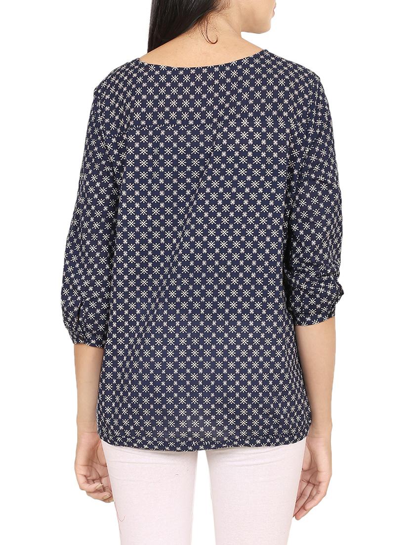 blue printed cotton top - 14924332 - Zoom Image - 3