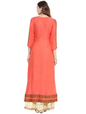 peach rayon layered kurta - 14924529 - Standard Image - 3