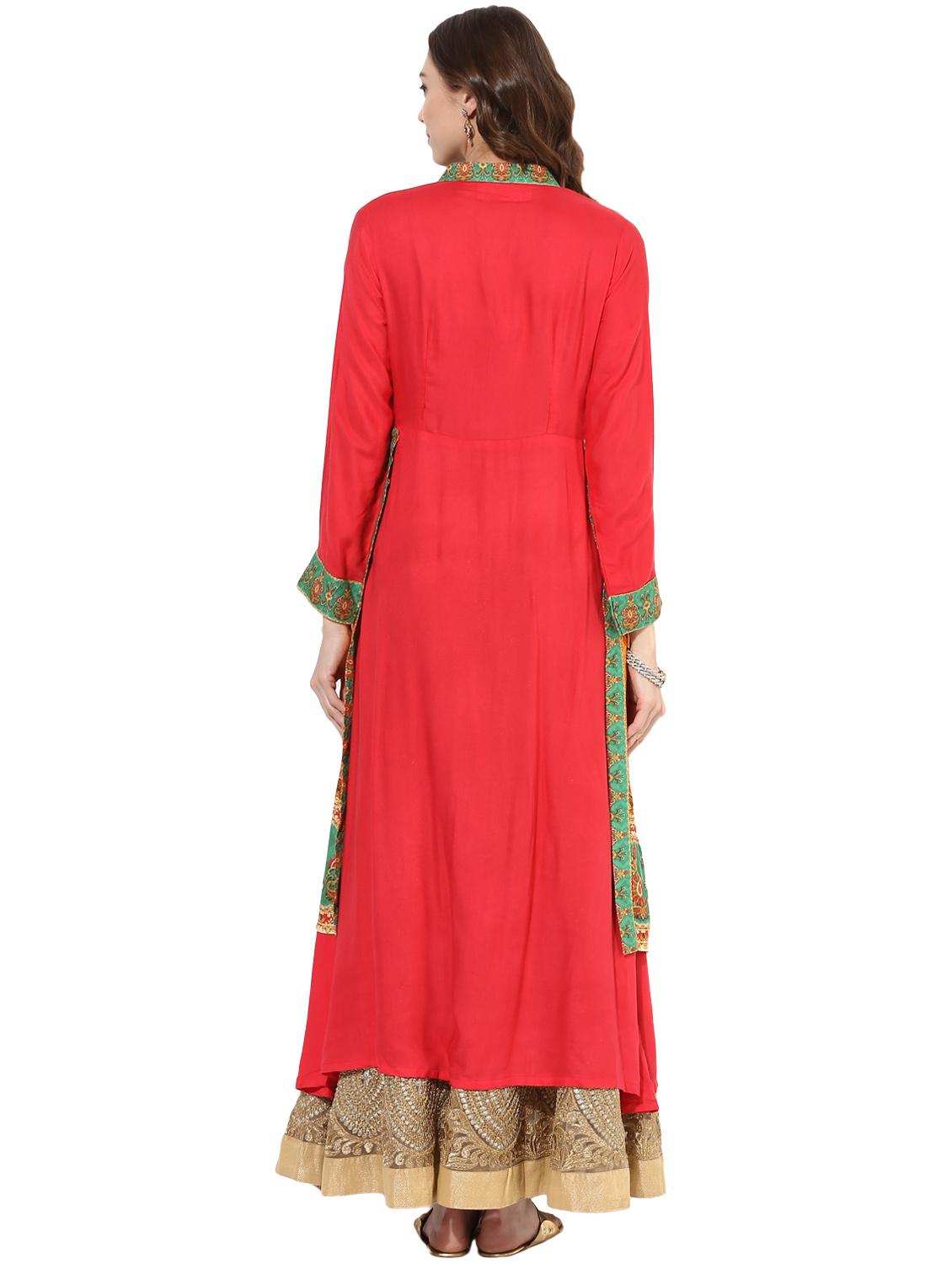 pink rayon layered kurta - 14924530 - Zoom Image - 3