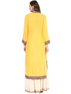 yellow rayon straight kurta - 14924537 - Standard Image - 3