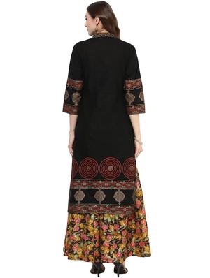 black cotton straight kurta - 14924543 - Standard Image - 3