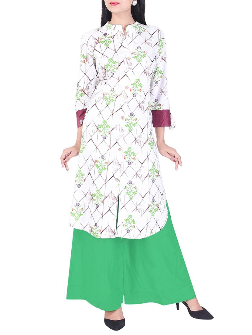 Adesa green rayon straight kurta - 14924634 - Zoom Image - 3