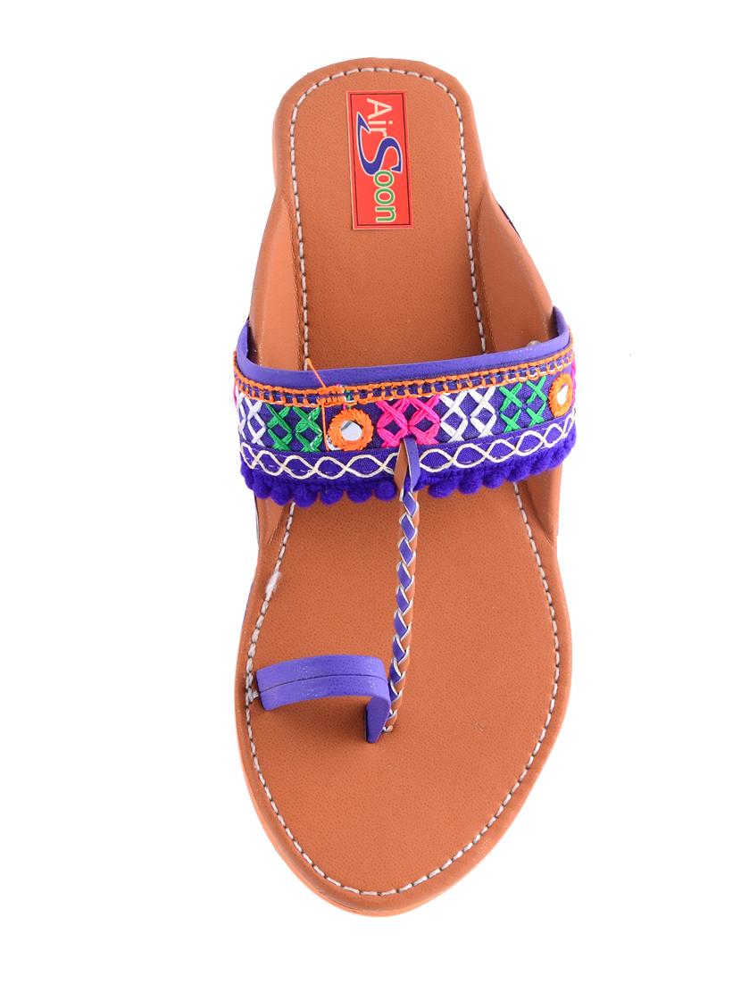 purple fabric ethnic kolhapuris - 14924733 - Zoom Image - 3