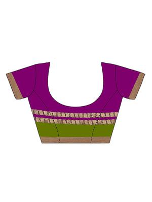 magenta cotton blend maheshwari saree with blouse - 14925663 - Standard Image - 3