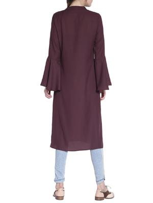 Purple crepe solid kurta - 14925985 - Standard Image - 3