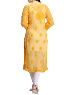 ada yellow georgette straight kurta - 14926675 - Standard Image - 3