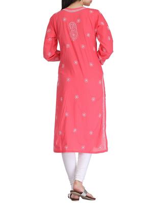 ada pink cotton straight kurta - 14926681 - Standard Image - 3