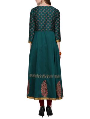 KAANCHIE NANGGIA green cotton blend flared kurta - 14926700 - Standard Image - 3