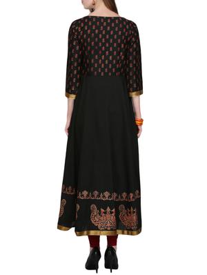 kaanchie nanggia black cotton blend flared kurta - 14926701 - Standard Image - 3