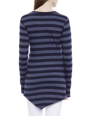 Navy blue striped asymmetrical tunic - 14929587 - Standard Image - 3