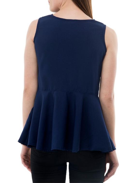 Mesh yoke flared hem top - 14930592 - Zoom Image - 3