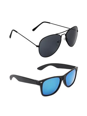 Abner Aviator, Wayfarer Sunglasses (Black, Blue) - 14931158 - Standard Image - 3