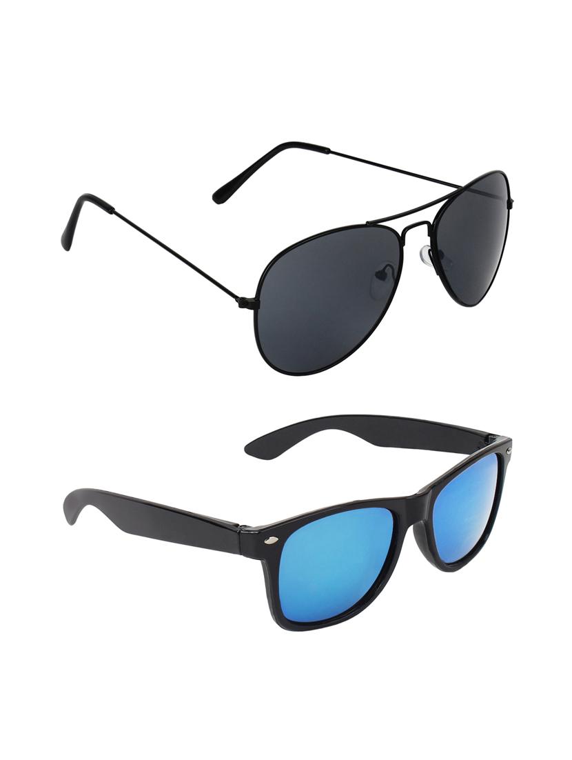 Abner Aviator, Wayfarer Sunglasses (Black, Blue) - 14931158 - Zoom Image - 3