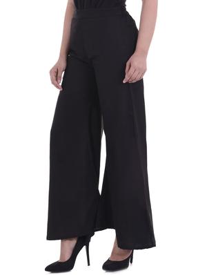 black rayon flared palazzo - 14931287 - Standard Image - 3