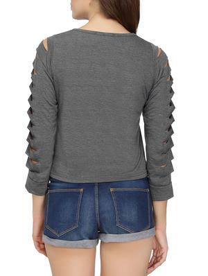 grey ripped crop top - 14931335 - Standard Image - 3